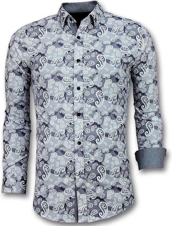 avond Pracht matig Exclusieve Heren Overhemd - Luxe Italiaanse Paisley Blouse - 3021 - Blauw |  bol.com