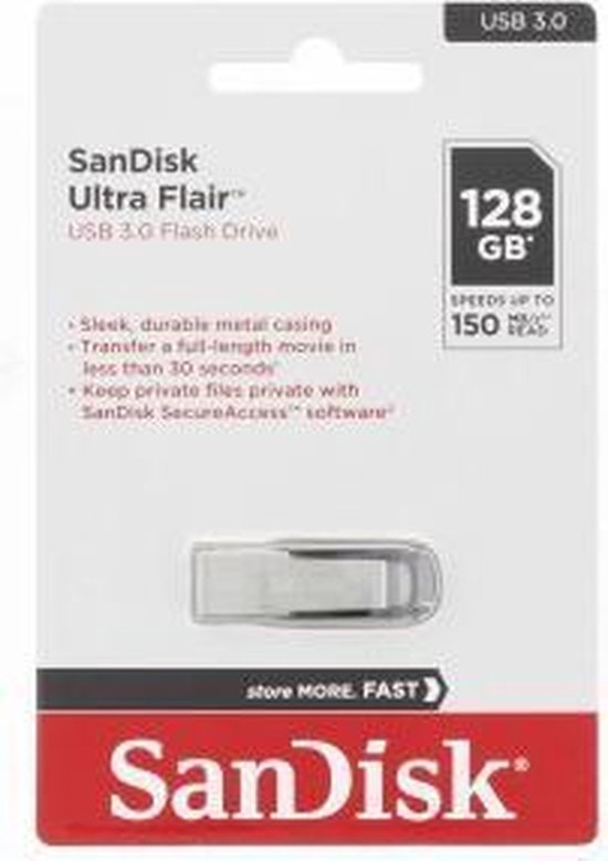 SanDisk Ultra Flair Flash Drive | 128GB | USB 3.0A - USB Stick | bol.com