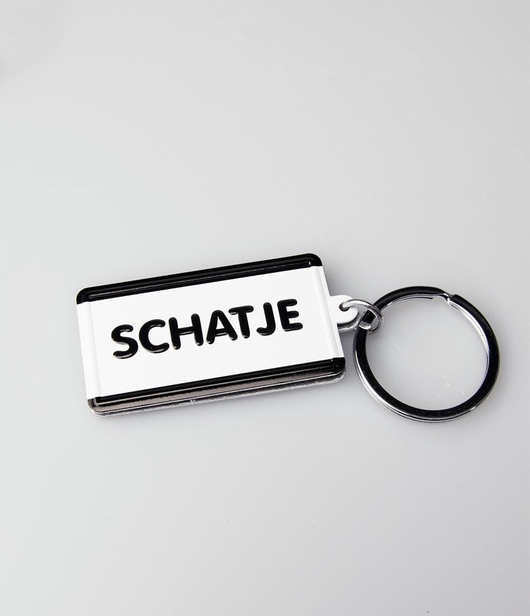 Paper Dreams Sleutelhanger Schatje 13,5 X 4,5 Cm Staal Zwart/wit