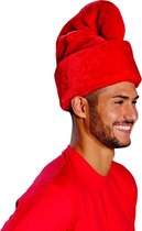 Dwergen muts pluche rood de luxe