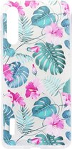 Shop4 - Xiaomi Mi A3 Hoesje - Zachte Back Case Bloemen en Palmbladeren