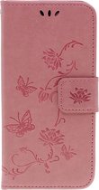 Shop4 - iPhone 11 Pro Max Hoesje - Wallet Case Bloemen Vlinder Roze