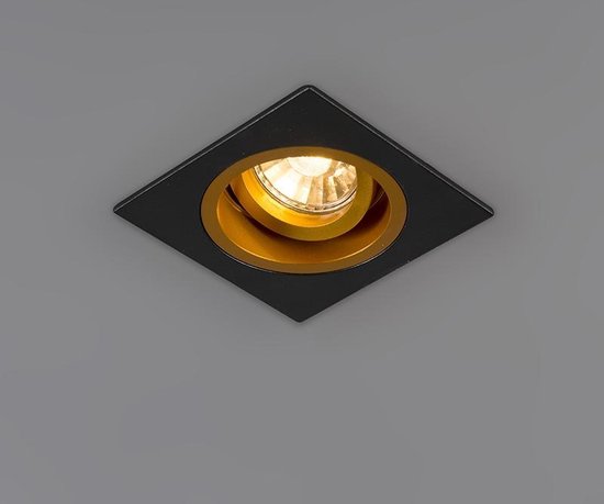 QAZQA - Modern Inbouwspot zwart AR111 draai- en kantelbaar trimless - Oneon | Woonkamer | Slaapkamer | Keuken - Staal Vierkant - G53 Geschikt voor LED - Max. 1 x 50 Watt