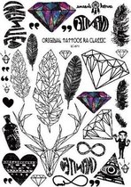 Plak Tattoos - Kleurrijke Metallic Tattoo - Body Choker - Tijdelijke Tatoeage - Festival Tatoes - Zomer feest tatoeage's - Tattoo - 1 vel Diamant Hert