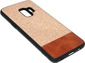 ADEL Siliconen Back Cover Hoesje Geschikt voor Samsung Galaxy S9 - Stoffen Design Bruin