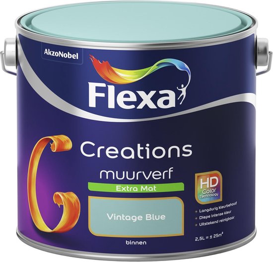Flexa Creations Muurverf - Extra Mat - Vintage Blue - 2,5 liter - Flexa