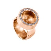 Quiges - RVS Dames Mini Munt Ring Rosegoudkleurig met Zirkonia - SLSR00517 - Maat 17