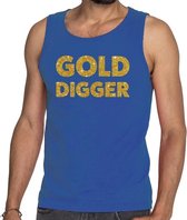 Gold Digger glitter tekst tanktop / mouwloos shirt blauw heren - heren singlet Gold Digger S