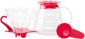 Hario Set - V60-02 Glass Coffee Brewing Kit - Red - XGSD-02TR-EX