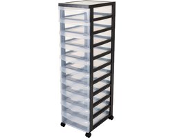 IRIS Design Chest ladesysteem - 10x 7,5L - Wieltjes - Zwart/Transparant