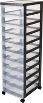 Système de tiroirs IRIS - 10x 7,5L - Roues - Noir / Transparent