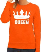 Oranje Koningsdag Queen sweater / trui dames - Oranje Koningsdag kleding XS