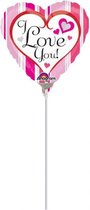 Roze Strepen I Love You Hart, FolieBallon 23 cm