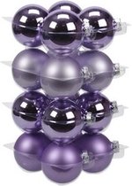 16x Paars tinten glazen kerstballen 8 cm - mat/glans - Kerstboomversiering paars tinten