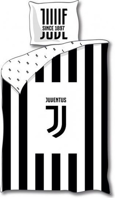 Juventus Logo - Dekbedovertrek - Eenpersoons - 140 x 200 cm - Zwart Wit