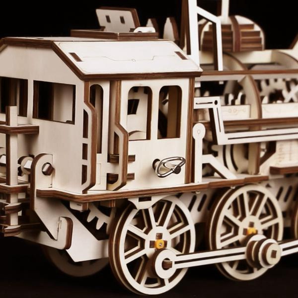 Robotime modelbouwpakket Locomotief hout 370mmx185mmx120mm - Naturel kleur — afbeelding 23
