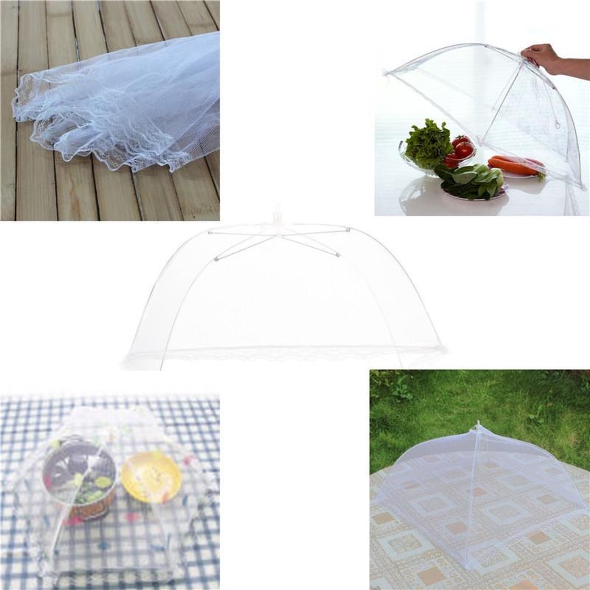 Vliegenkap Inklapbaar - Voedselkap Openklapbaar  - Tent - Inklapbaar Net - Insectennet - Bescherming van uw Voedsel - Diverse Kleuren - 30cm - Merkloos