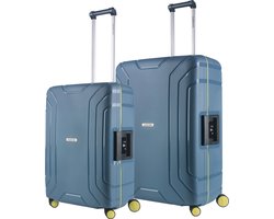 CarryOn Steward Kofferset 2-delig met kliksloten en ritsloos - Grote koffer 100 ltr + 70 ltr middenmaat - Blauw