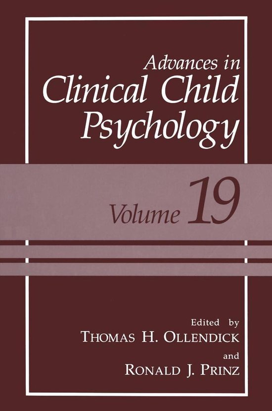 Advances in Clinical Child Psychology 19 - Advances in Clini ... - cover