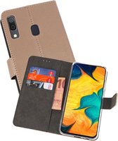 Booktype Telefoonhoesjes - Bookcase Hoesje - Wallet Case -  Geschikt voor Samsung Galaxy A30 - Goud