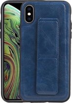 Grip Stand Hardcase Backcover voor iPhone XS / X Blauw