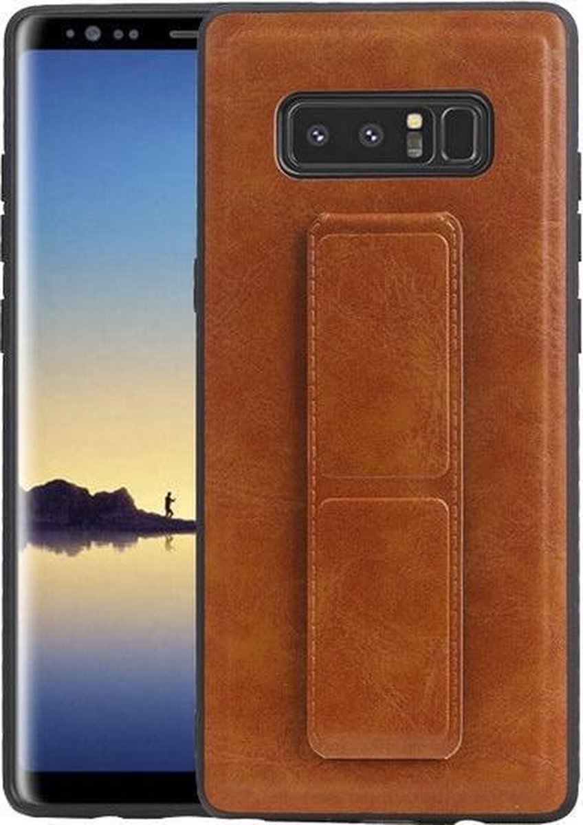 Grip Stand Hardcase Backcover voor Samsung Galaxy Note 8 Bruin