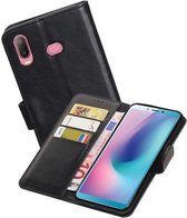 Zakelijke Book Case Telefoonhoesje Geschikt voor de Samsung Galaxy A6s - Portemonnee Hoesje - Pasjeshouder Wallet Case - Zwart