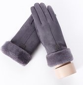 Suede Warme Handschoenen met Nep Bont | Grijs