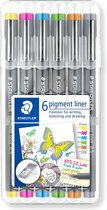 STAEDTLER pigment liner - Box 6 kleuren - 0,5 mm