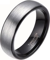 Wolfraam ring geborsteld zilver met Zwart 6mm-17mm