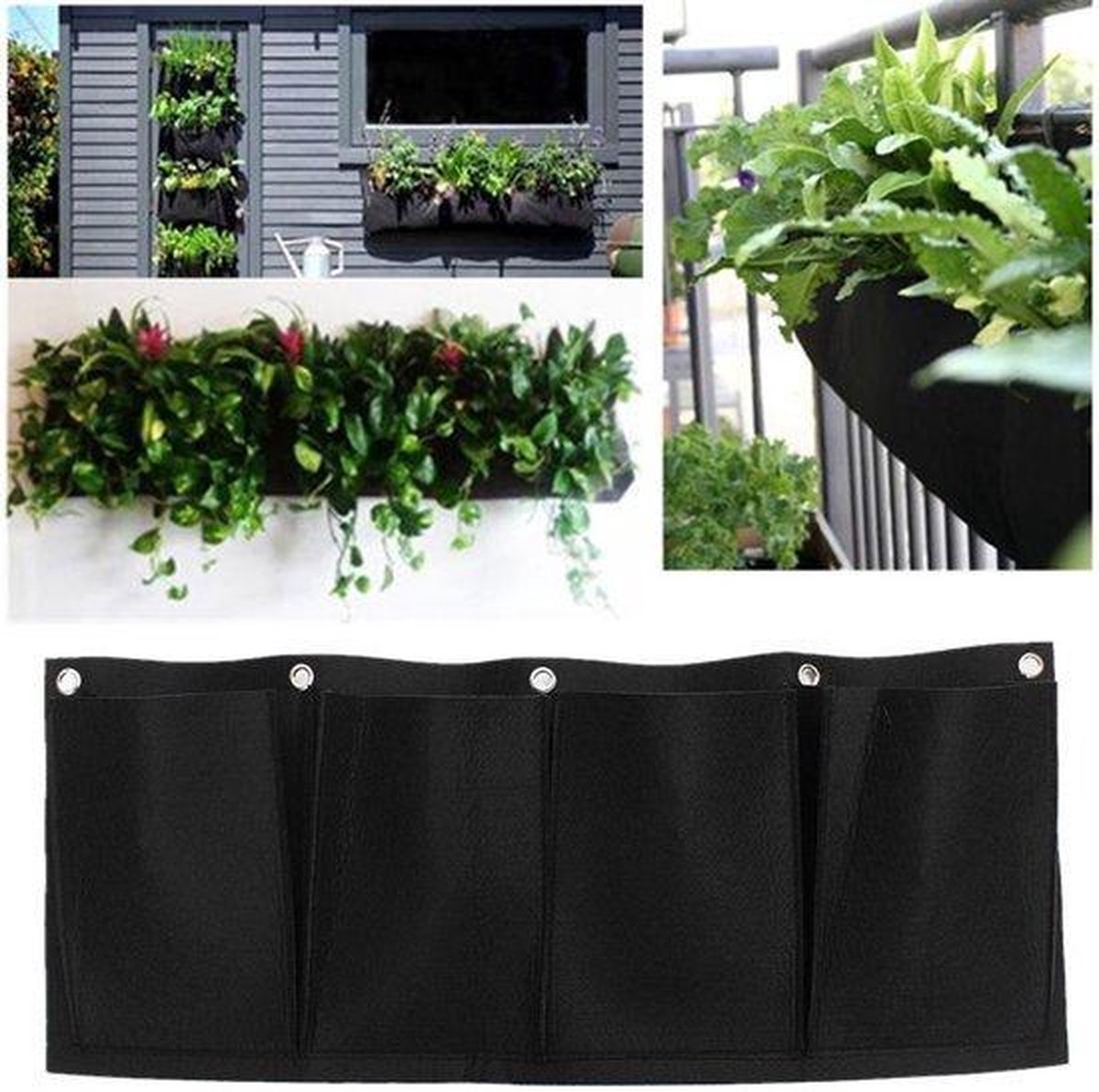 Jardinière,Sac de Jardin mural suspendu pour plantes et légumes,poches  verticales de jardinage,sac de - BLACK -XL 100 x 100cm