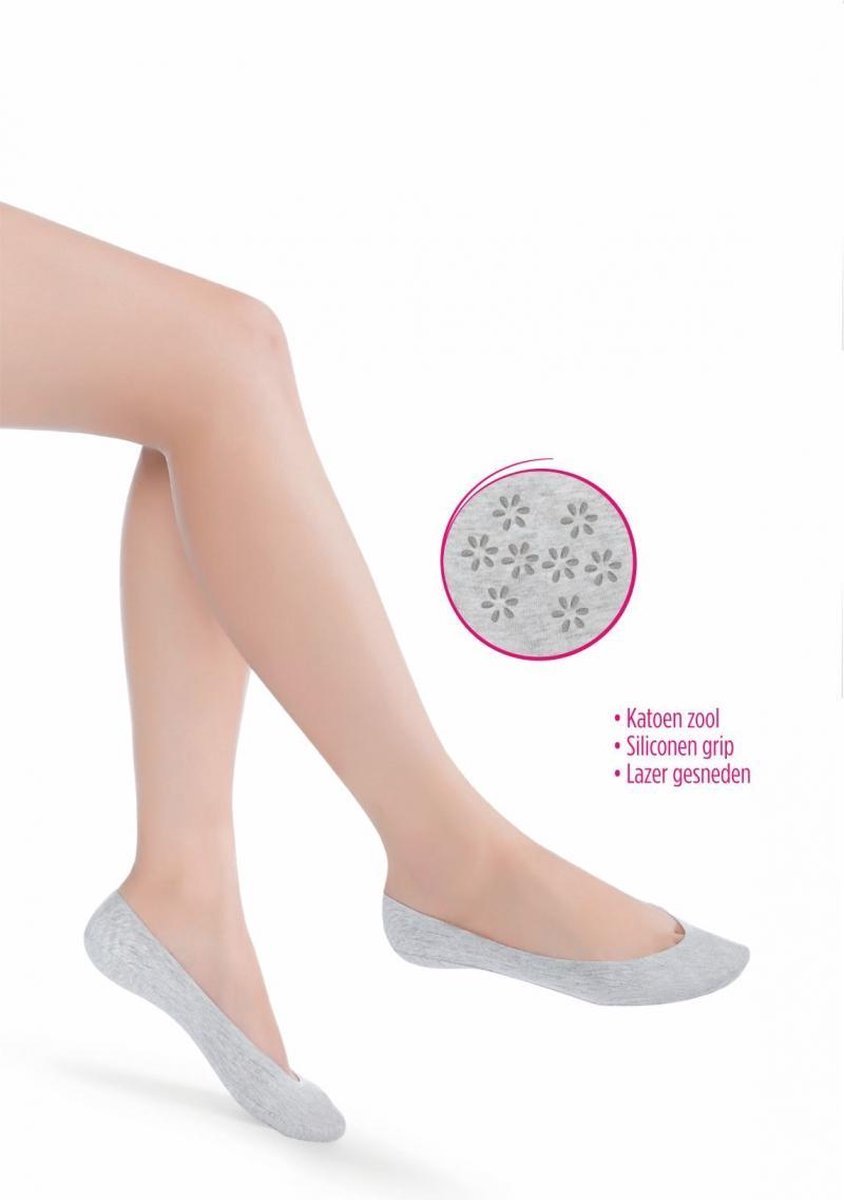 Penti Dames Kousenvoetjes katoenen Lazer Cut - ZWART - Maat One size