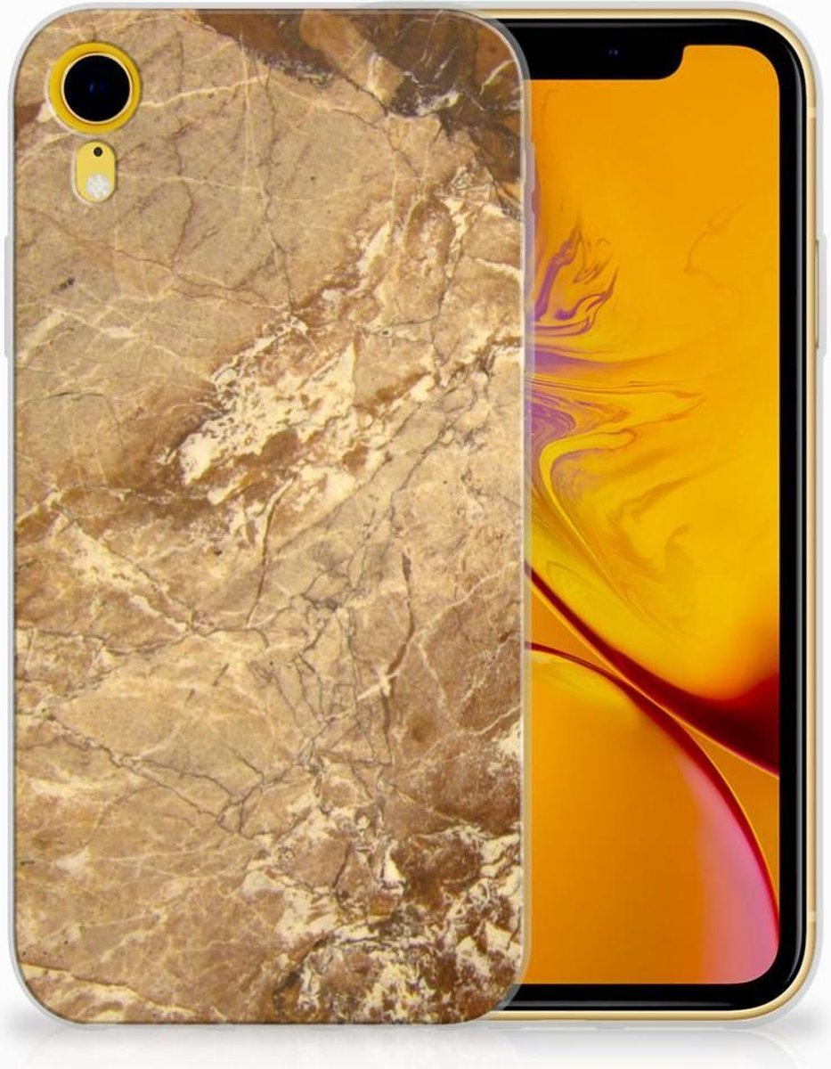 Apple iPhone Xr TPU Siliconen Hoesje Marmer Creme