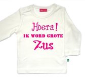 T-shirt Hoera! ik word grote zus| Lange mouw | wit | maat 86/92