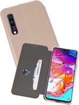 Slim Folio Case - Book Case Telefoonhoesje - Folio Flip Hoesje - Geschikt voor Samsung Galaxy A70 - Goud