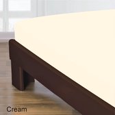 Homee Hoeslaken Katoen ecru  90x220 +30 cm eenpersoons bed - gladde 100% Katoen - Perfecte pasvorm