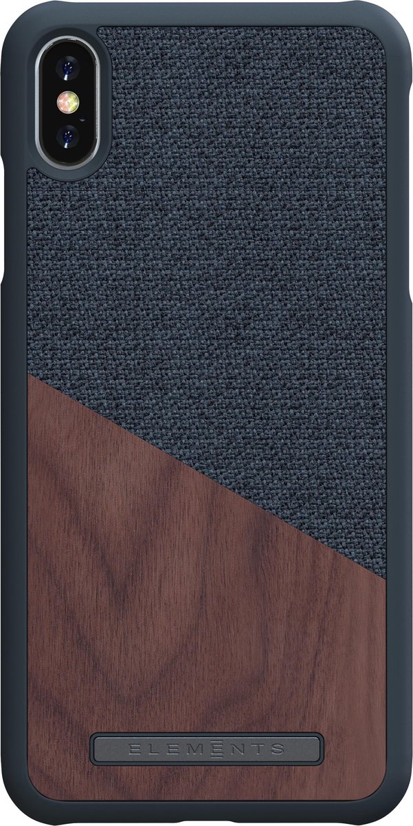 Nordic Elements Frejr backcover voor Apple iPhone Xs Max - Walnoot hout / donkergrijs textiel