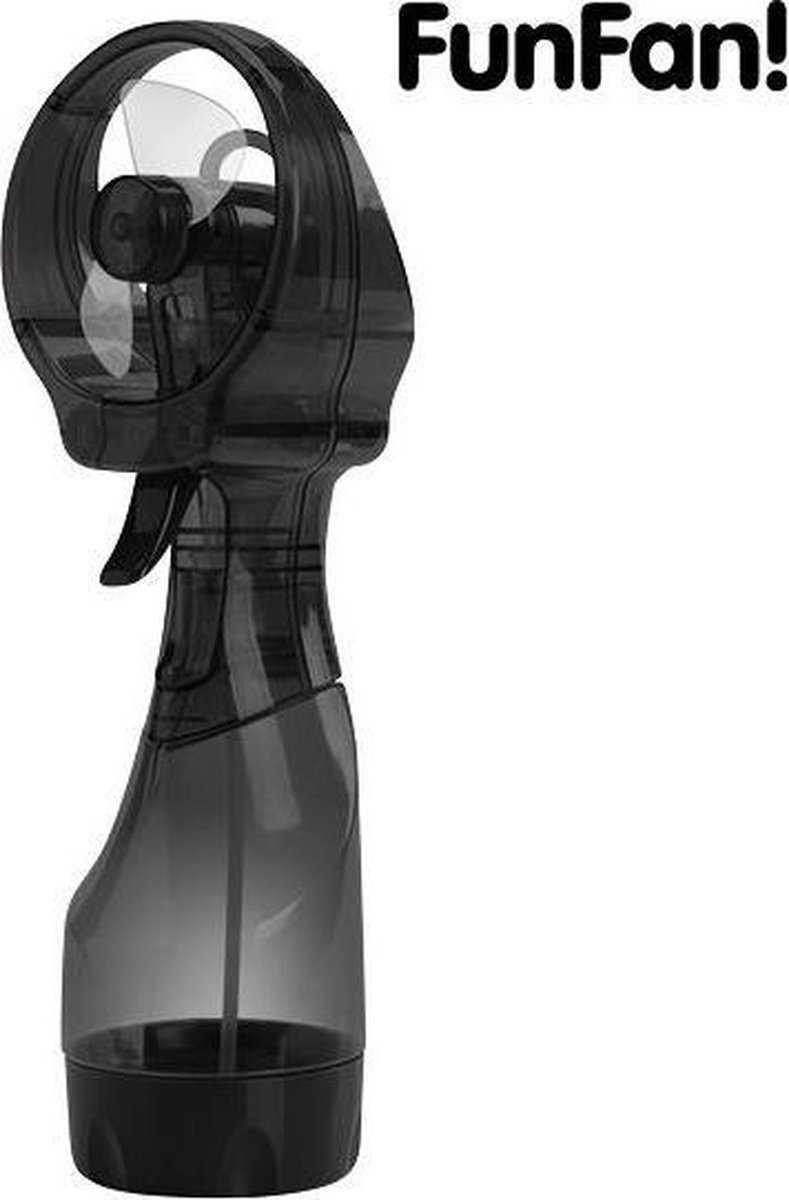 Zwarte FunFan Draagbare Spray Ventilator inclusief Waterreservoir | Verkoeling | Ventilatoren | Zwart