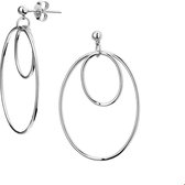 Huiscollectie Oorhangers Ovaal Zilver Gerhodineerd Glanzend 35 mm x 22.5 mm