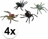 Halloween - Plastic spinnen 10 cm set 4 stuks