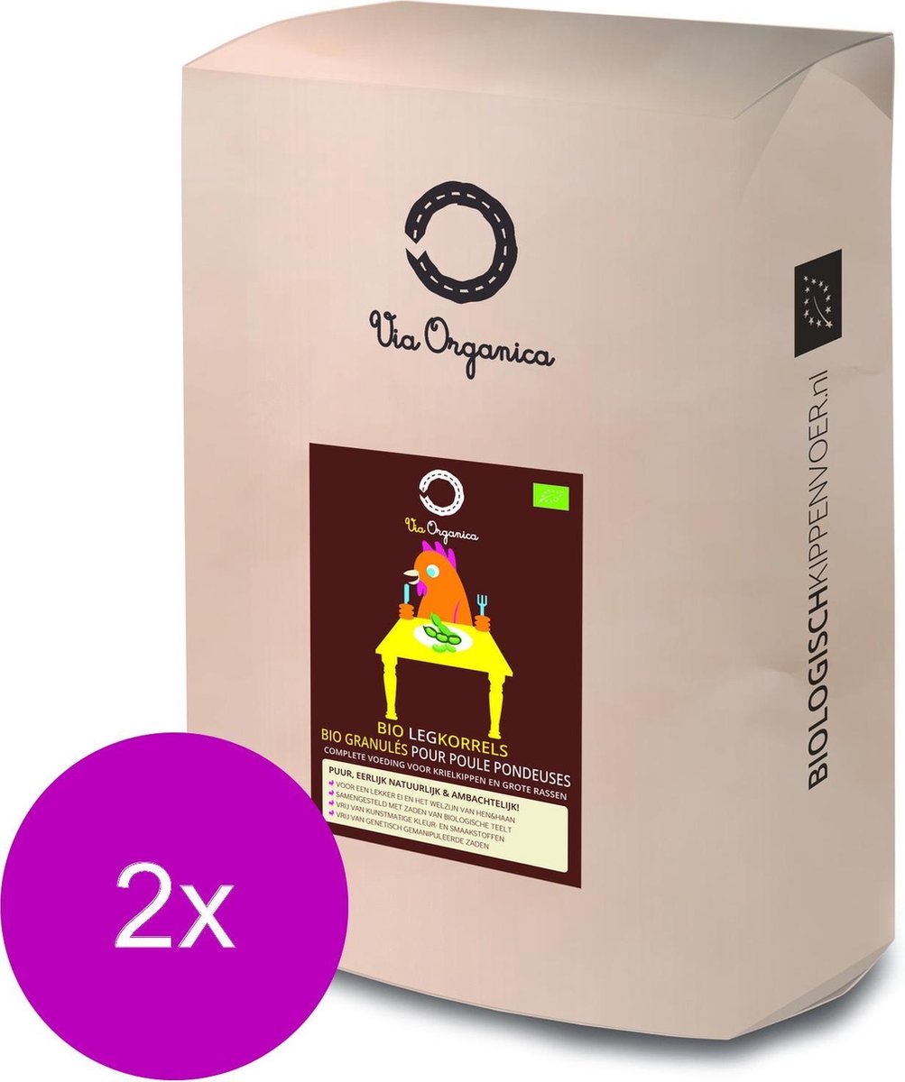 Via Organica Bio Legkorrels - Kippenvoer - 2 x 12.5 kg Bio