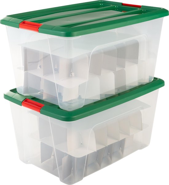 IRIS Kerstballen Box 45 l Kunststof Transparant/Groen/Rood 2