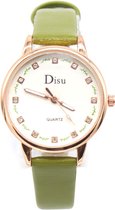 Dielay - Horloge Dames - Band PU Kunstleer - Kast 33 mm - Quartz - Groen