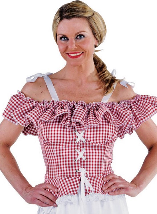 Verrast Hubert Hudson amateur Tiroler Blouse wit/rood - Oktoberfest - Carnaval kostuum dames maat 32/34 |  bol.com