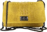 TOUTESTBELLE - Klein leren tasje overslag - Crossbody schoudertasje - Dames - Leer, suede - Geel