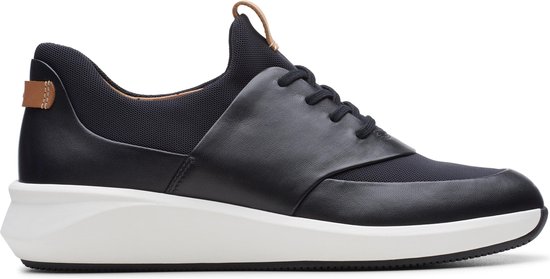 Clarks Un Rio Lace Dames Sneakers - Black Leather - Maat 38 | bol.com