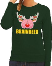 Foute kersttrui / sweater braindeer groen voor dames - Kersttruien S (36)