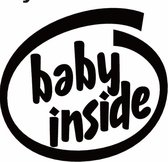 Autosticker zwart - Baby inside - baby in de auto - babie aan boord - 11,7 x 12,8 - aut114
