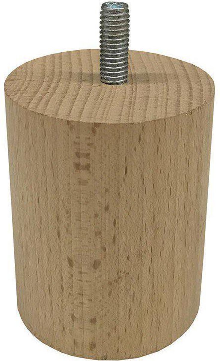 FLE - Meubelpoot rond Ø 6,4 cm en hoogte 8 cm van massief hout (M8)