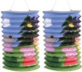 2x Peppa Pig thema treklampionnen 25 cm - thema feest lampion/lantaarn voor kinderfeestje/verjaardag